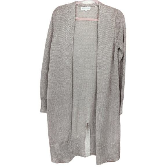 Women's Open Front Cardigan Sweater White and Warren Long Sleeve in Tan Size M - Picture 1 of 8